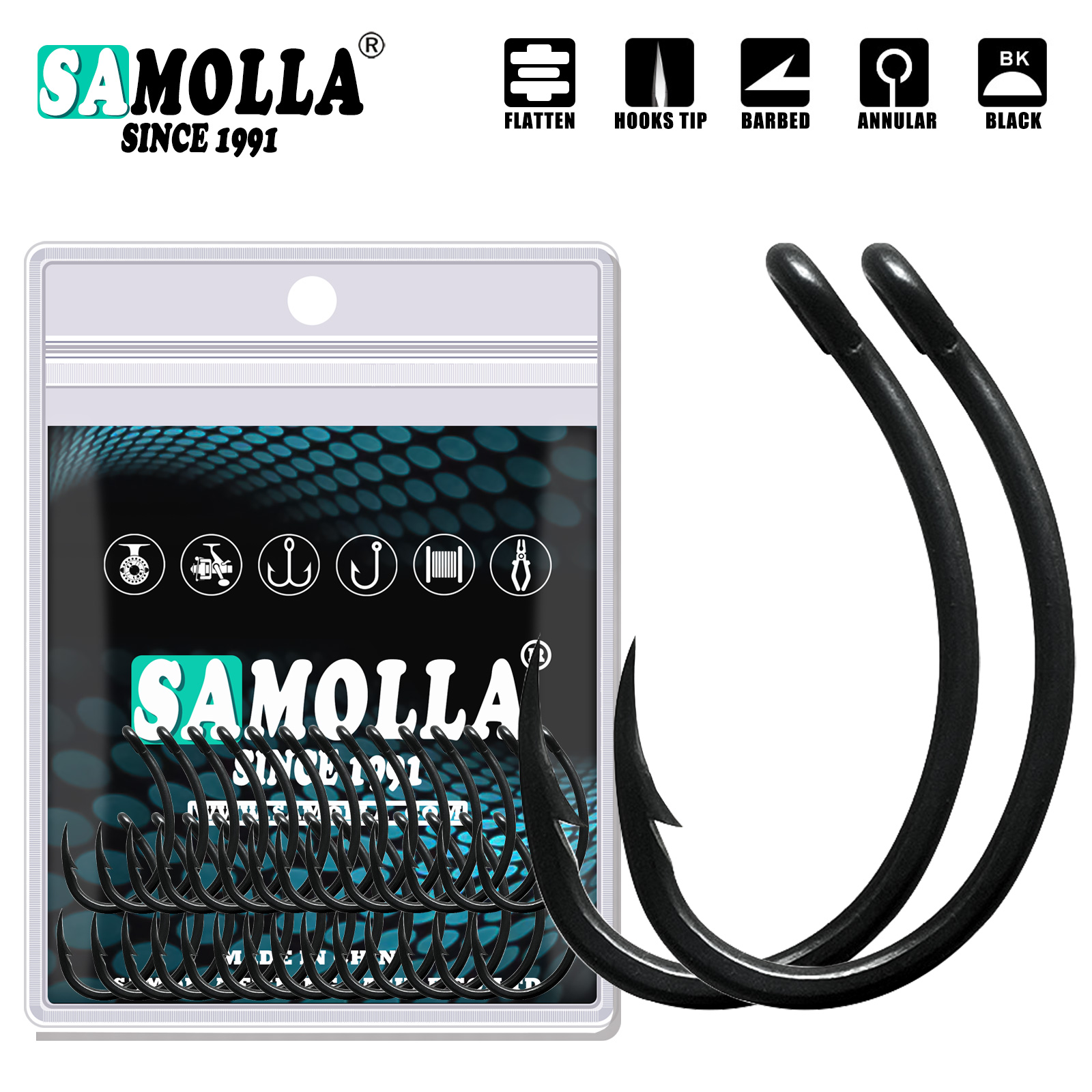 Fishing Hook Offset - 50 Stuks Karpervissen Haken Ptfe Coating